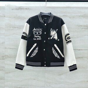 Amiri Boxing Character Embroidered Letters Terry Embroidered Baseball Jacket